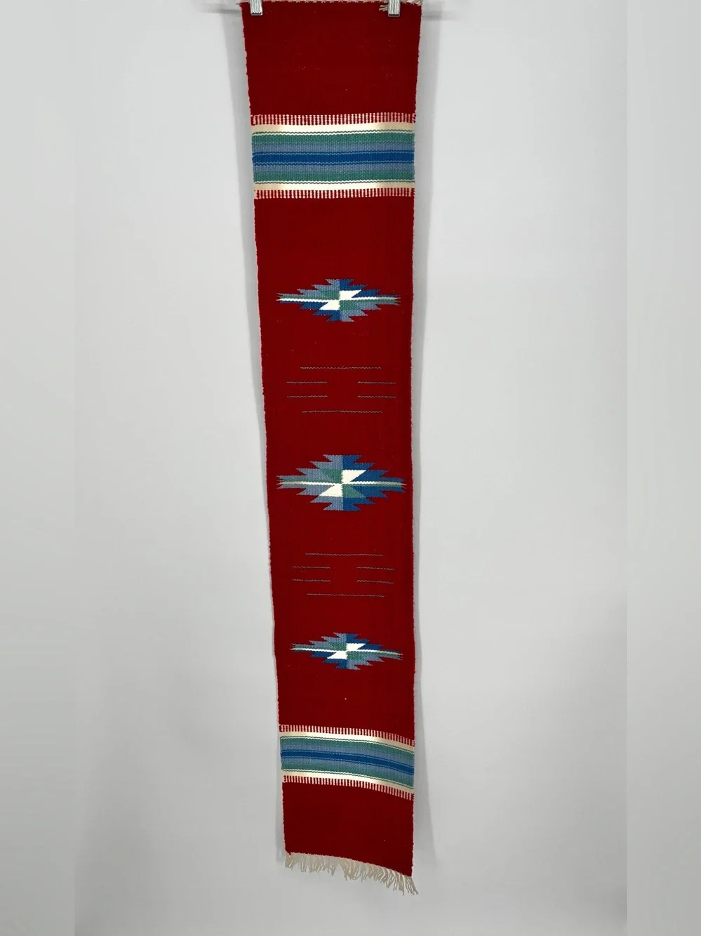 Vintage Ortega's Chimayo Handwoven Wool Southwest Table Runner 58”